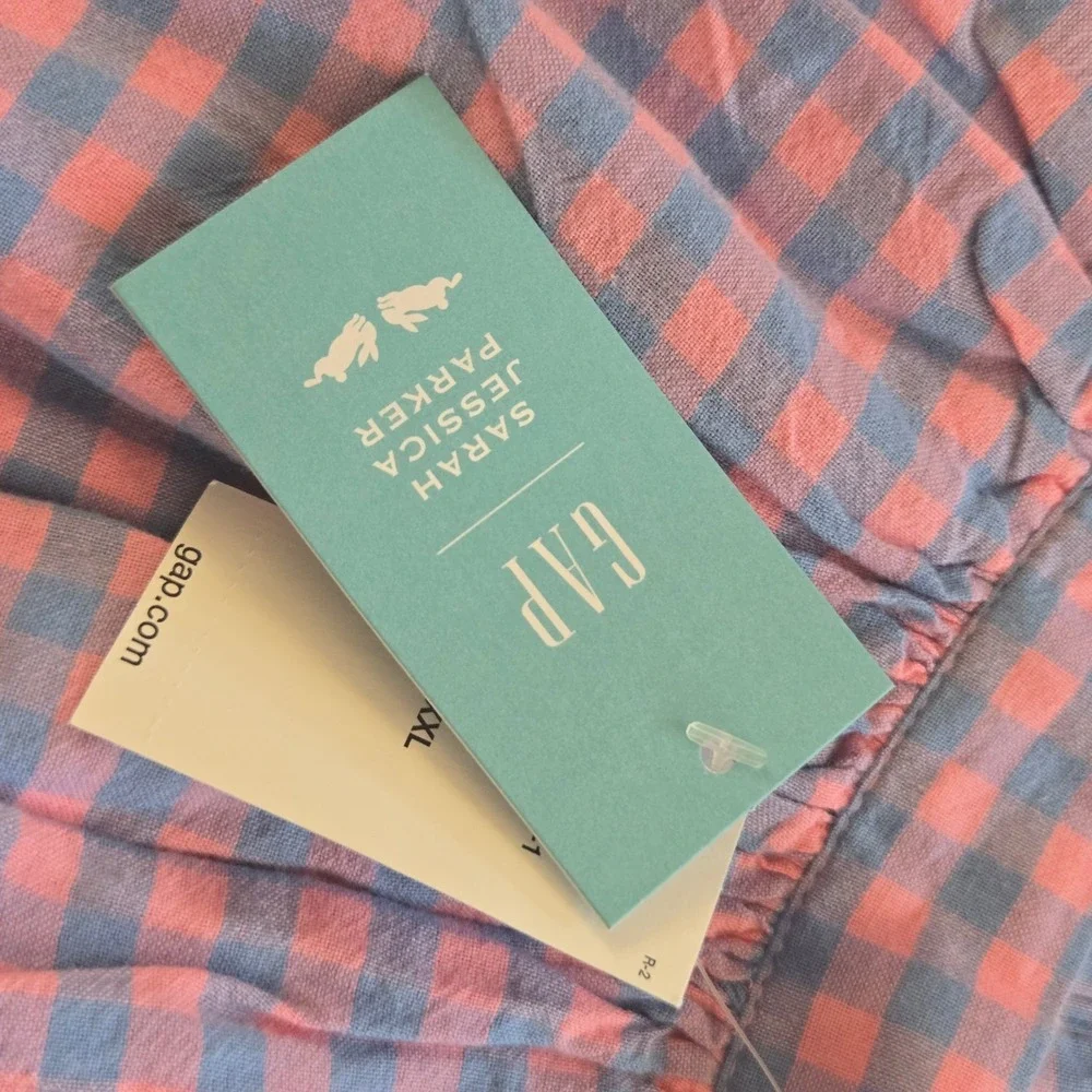 Gap‎ Kids Sarah Jessica Parker Gingham Eyelet Bunny Skirt Pink Blue XXL NWT